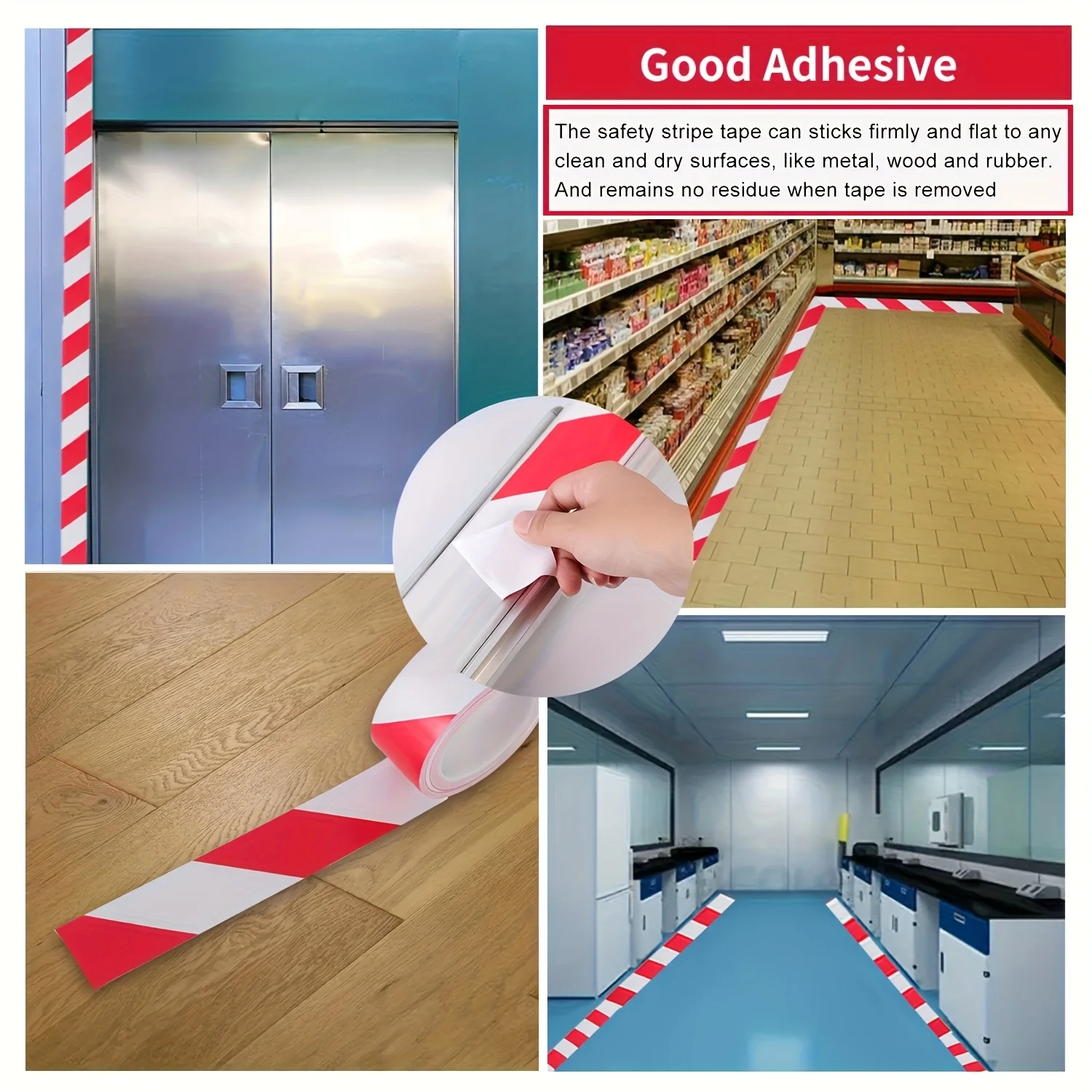 1Roll Red-White Safety Warning Tape, anti-slip and wear-resistant.Perfect for marking factory floors, walls, pipes and equipment