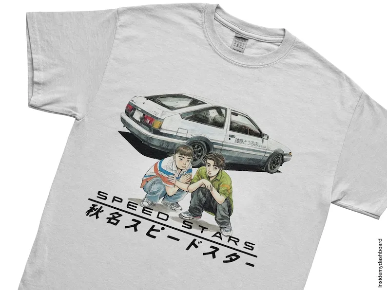 Initial D Takumi & Itsuki T-Shirt, Hachi-Roku, AE86, JDM Anime Drift Racing Tee