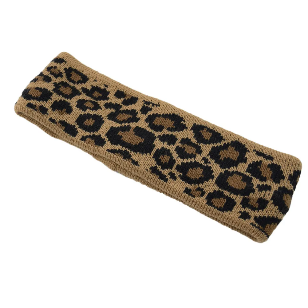 

4Pcs Leopard Print Headband Reusable Woolen Material Soft Comfortable Fit for Adults Wide Knit Hair Wrap for Daily Wear