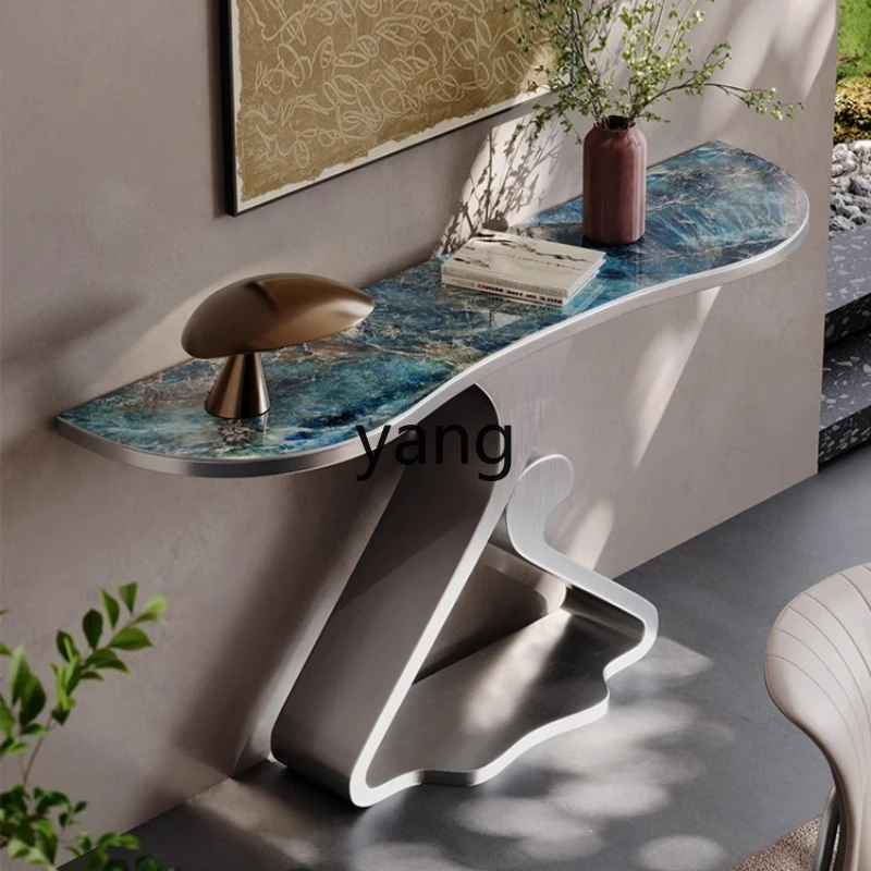 

LH Luxury Stone Slate Entrance Table Simple Modern Microcrystalline Stone Wall Entrance Cabinet End View Table