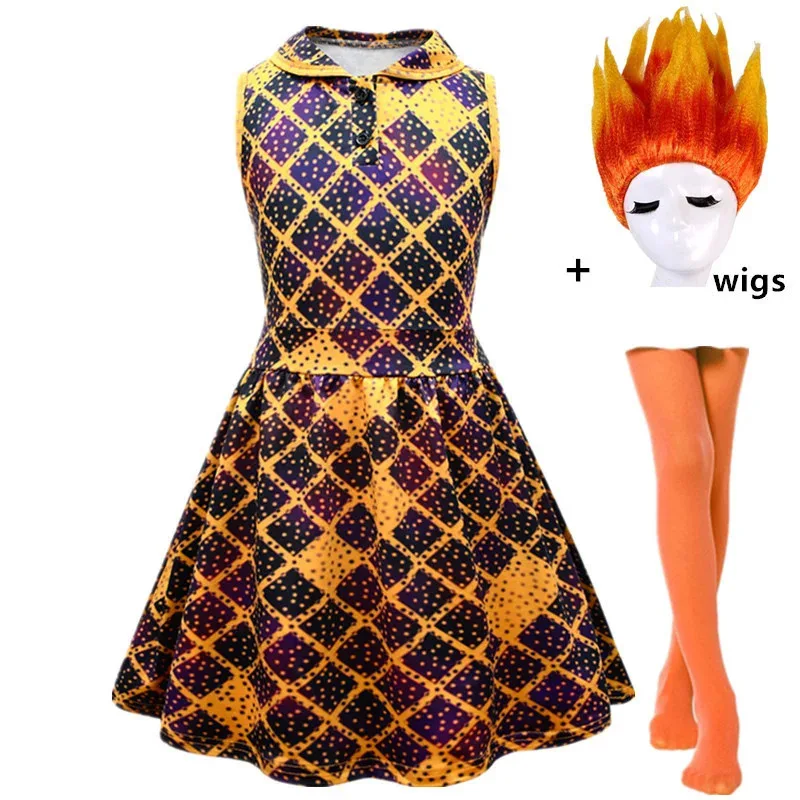 أفلام جديدة عنصري الفتيات الجمرة تأثيري حلي الصيف واد قصيرة الأكمام تي شيرت حفلة خمر الذهب منقوشة فساتين لهب شعر مستعار