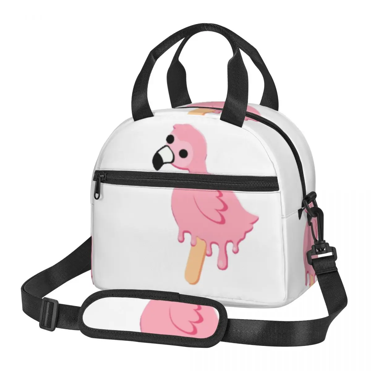 Flamingo Bird Popsicle Lunch Bags Insulated Bento Box Waterproof Lunch Tote Picnic Bags Cooler Bag for Woman School