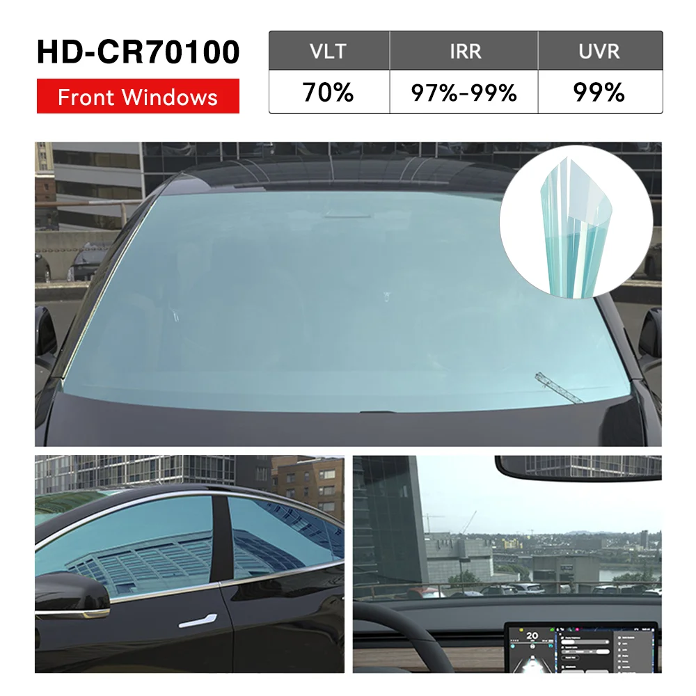 76X152cm IR99% Nano Ceramic Car Film VLT70% High Heat Resistant Film Solar Protection Car Front Glass Window Sticker Films