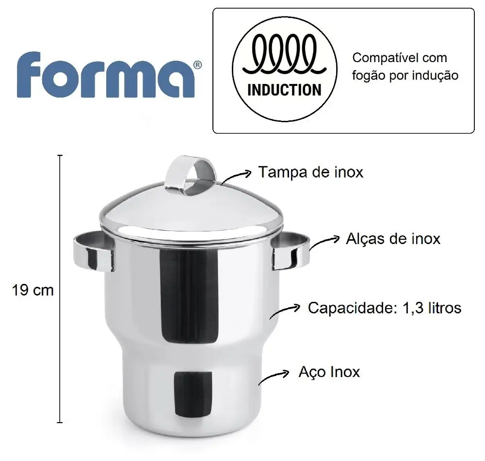 Inox Couscous Cooker For Couscous Stove Induction 1,3 Liters