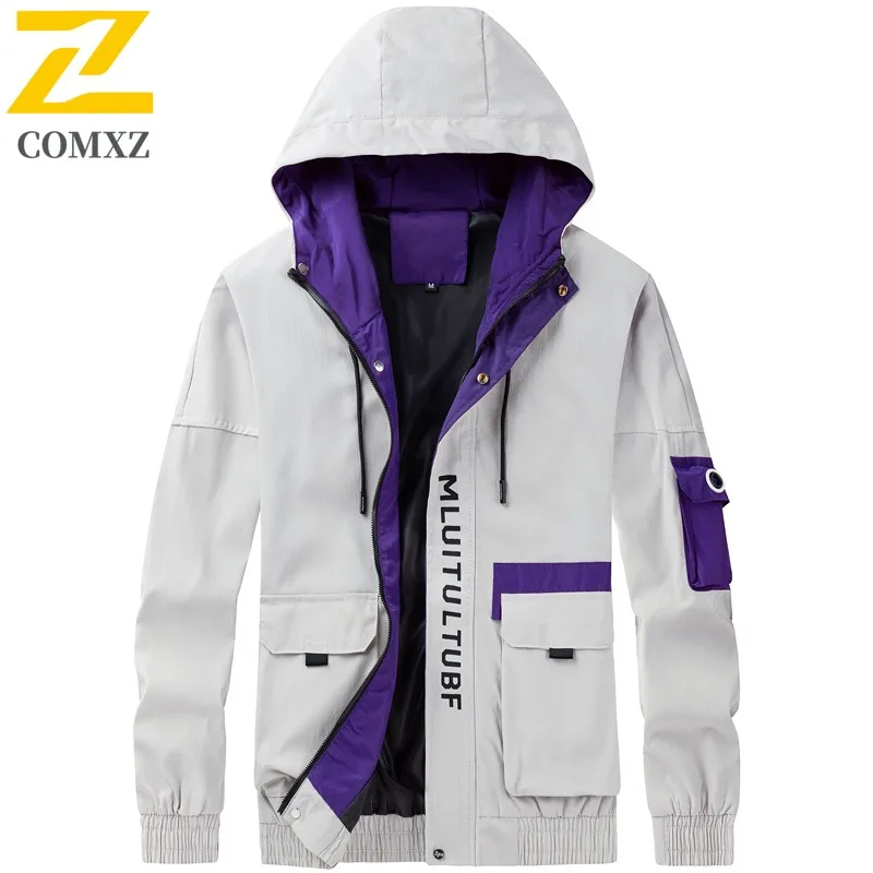 

COMXZ Letter Embroidery Chaqueta Waterproof Windproof Outdoor Running Fly Fishing Hunting Outerwear Loose Men Clothing Jacket