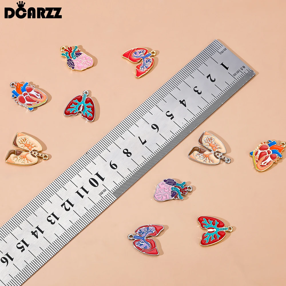 DCARZZ 10PCS Medical Lung Heart Charm Pendants for Jewelry Making Doctor Nurse DIY Handmade Design of Small Pendants