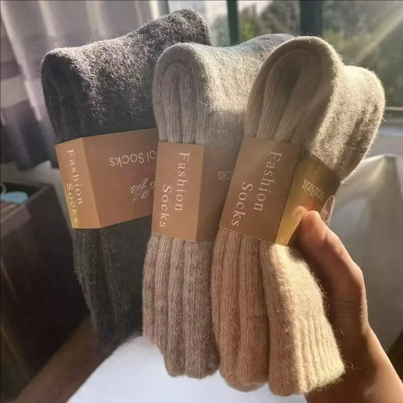 

3pairs Winter Super Thicken Warm Men’s Socks Wool Male Women Sock Thicken Socks Merino Wool Sock Against Cold Snow Terry Socks