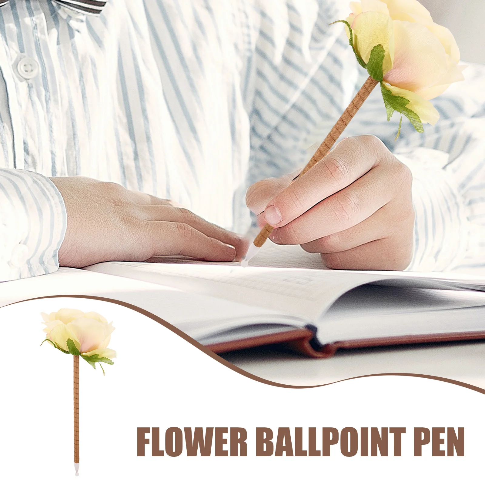 

Bouquet Mother'S Day Gift Long Handle Ballpoint Decorative Writing For Mom Artificial Flower Fake Flower Pens Gift Writing Pen