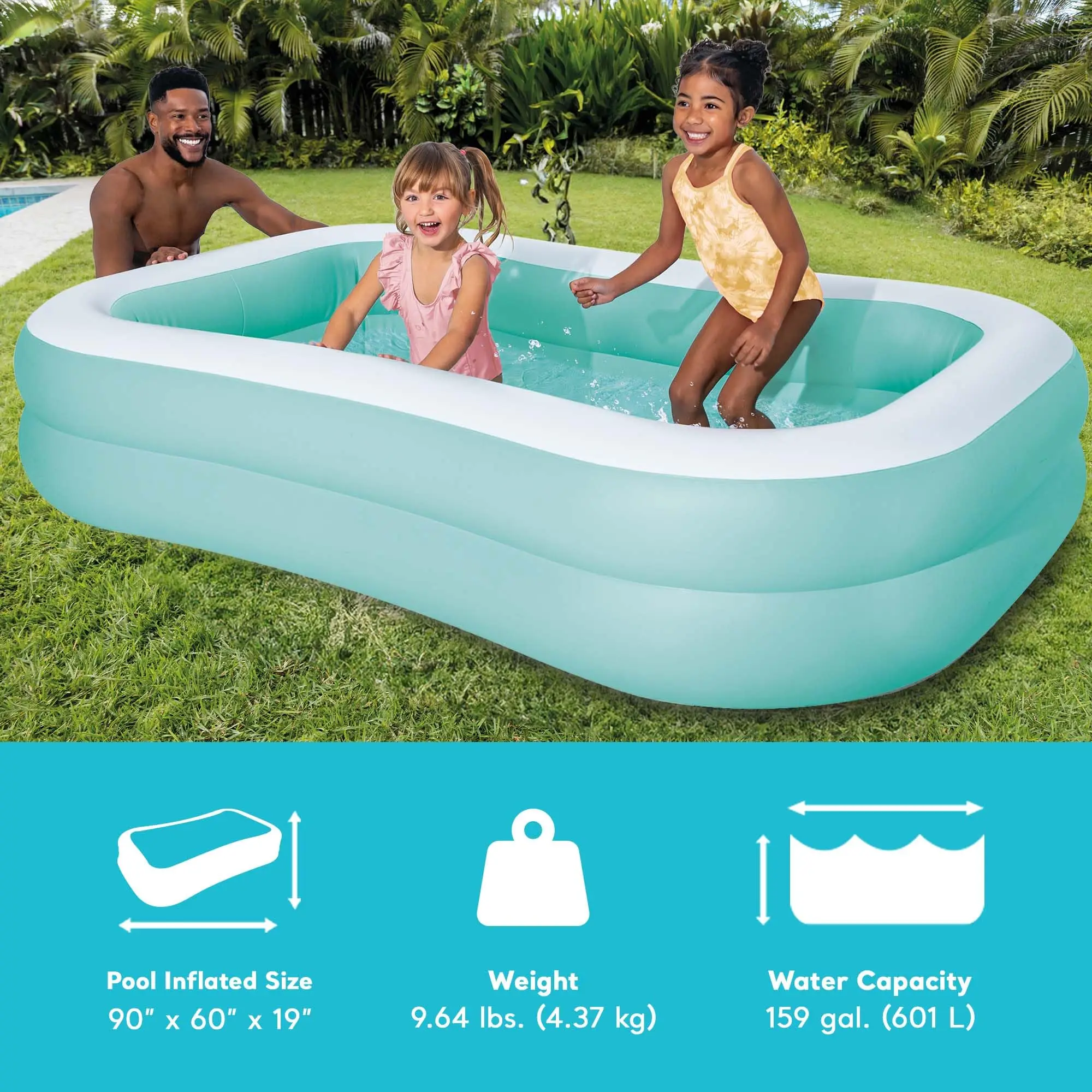

PVC Inflatable Swimming Pool for Adults and Kids, Large Foldable, Indoor Outdoor Use, Durable Plastic, Easy Storage