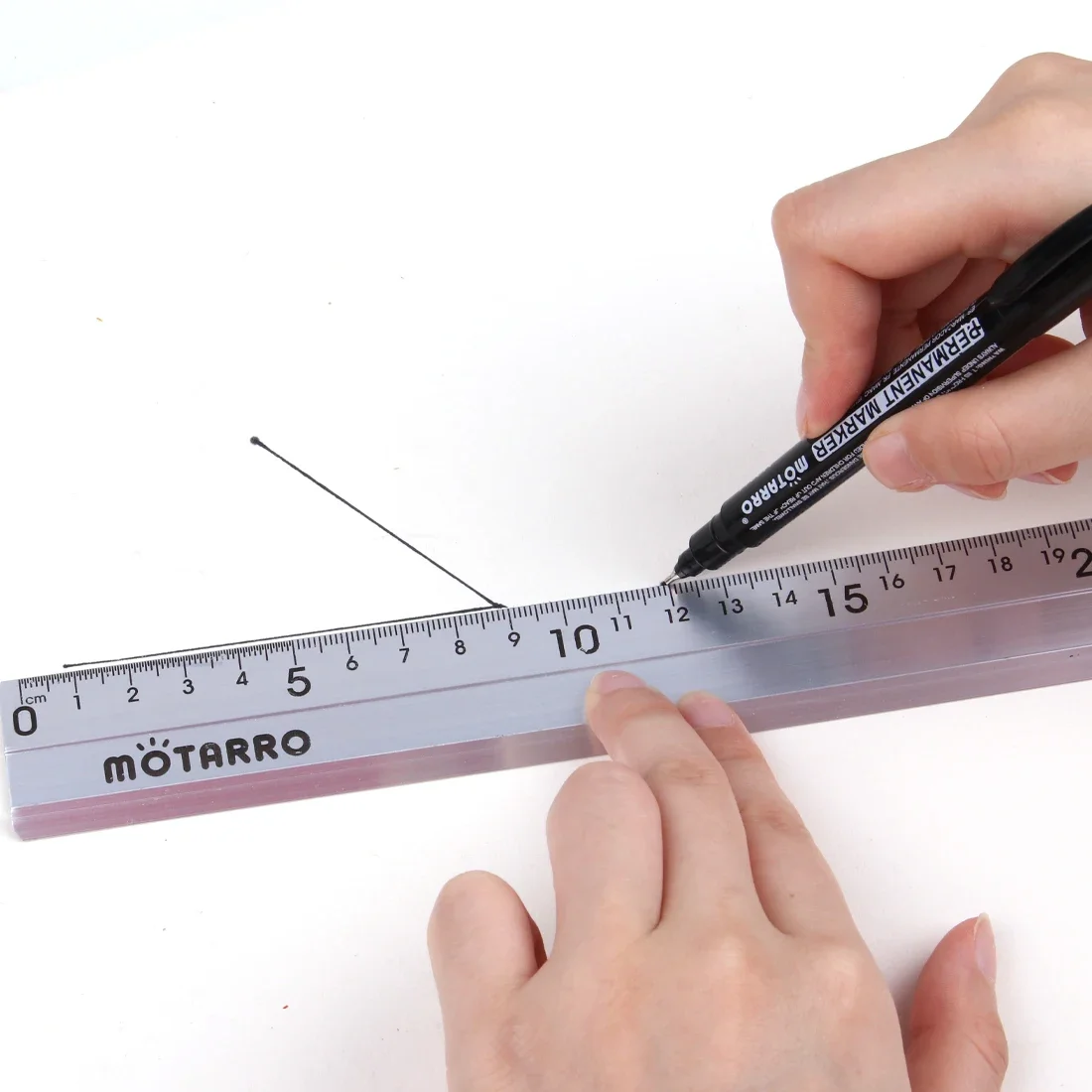 1Pcs 20cm Straight Scale Ruler Aluminum Alloy Ruler Anti Slip Laser Calibration Ruler Woodworking Drawing Tool Office Dab pen