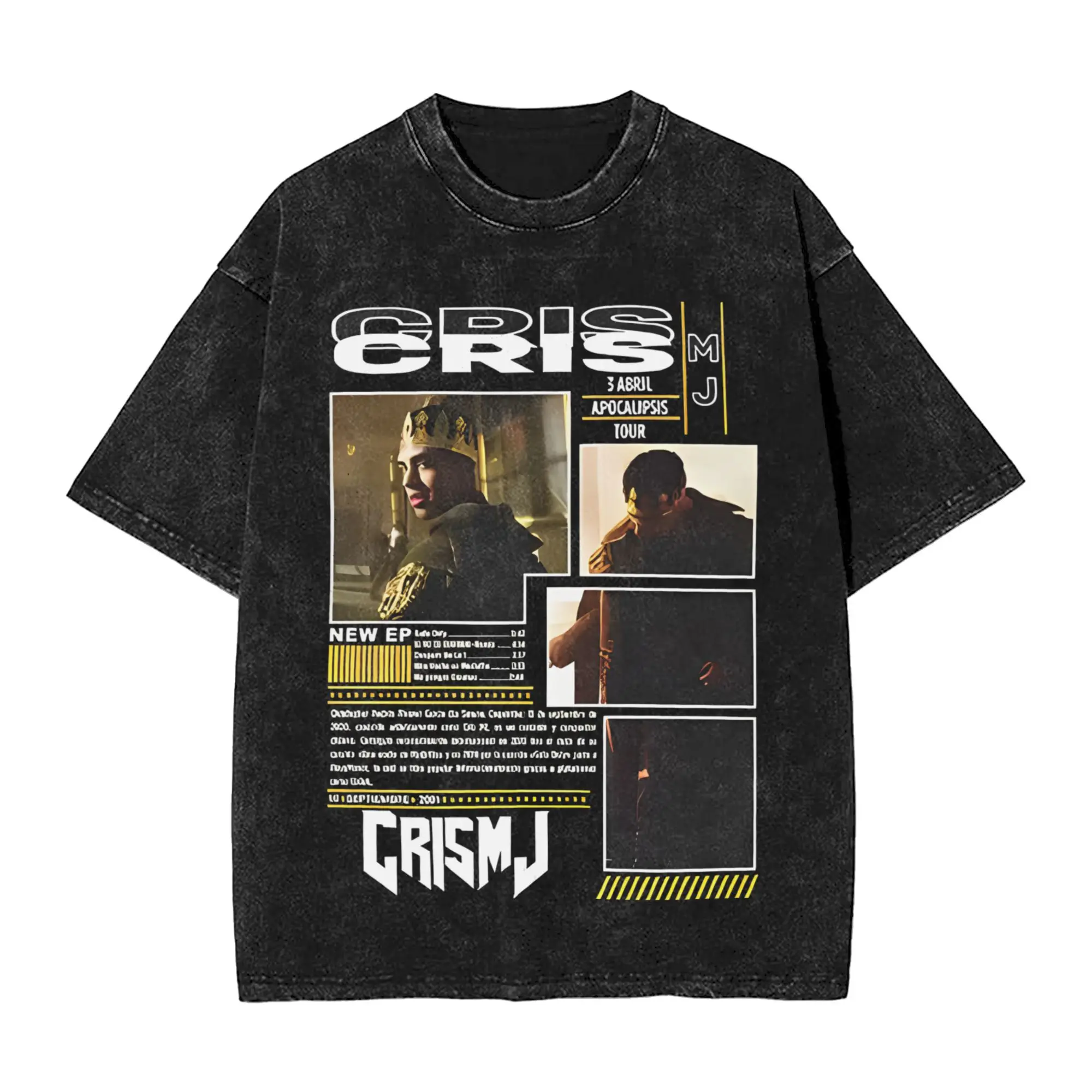 

Креативный рэпер CRIS MJ Tour Album 2025 Футболки Мужские хлопковые стираные футболки с круглым вырезом Хип-хоп Футболки с короткими рукавами Идея подарка Топы