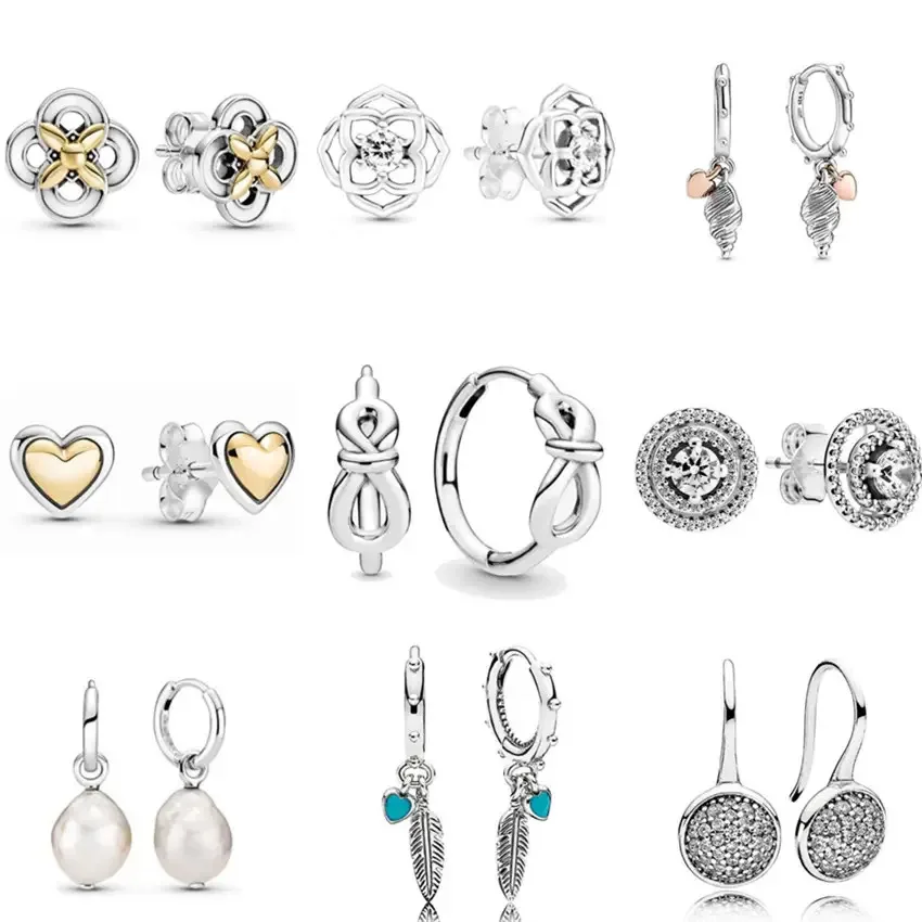 

Authentic 925 sterling silver dome gold sparkling heart-shaped crystal earrings, suitable for women's weddings, gatherings, and