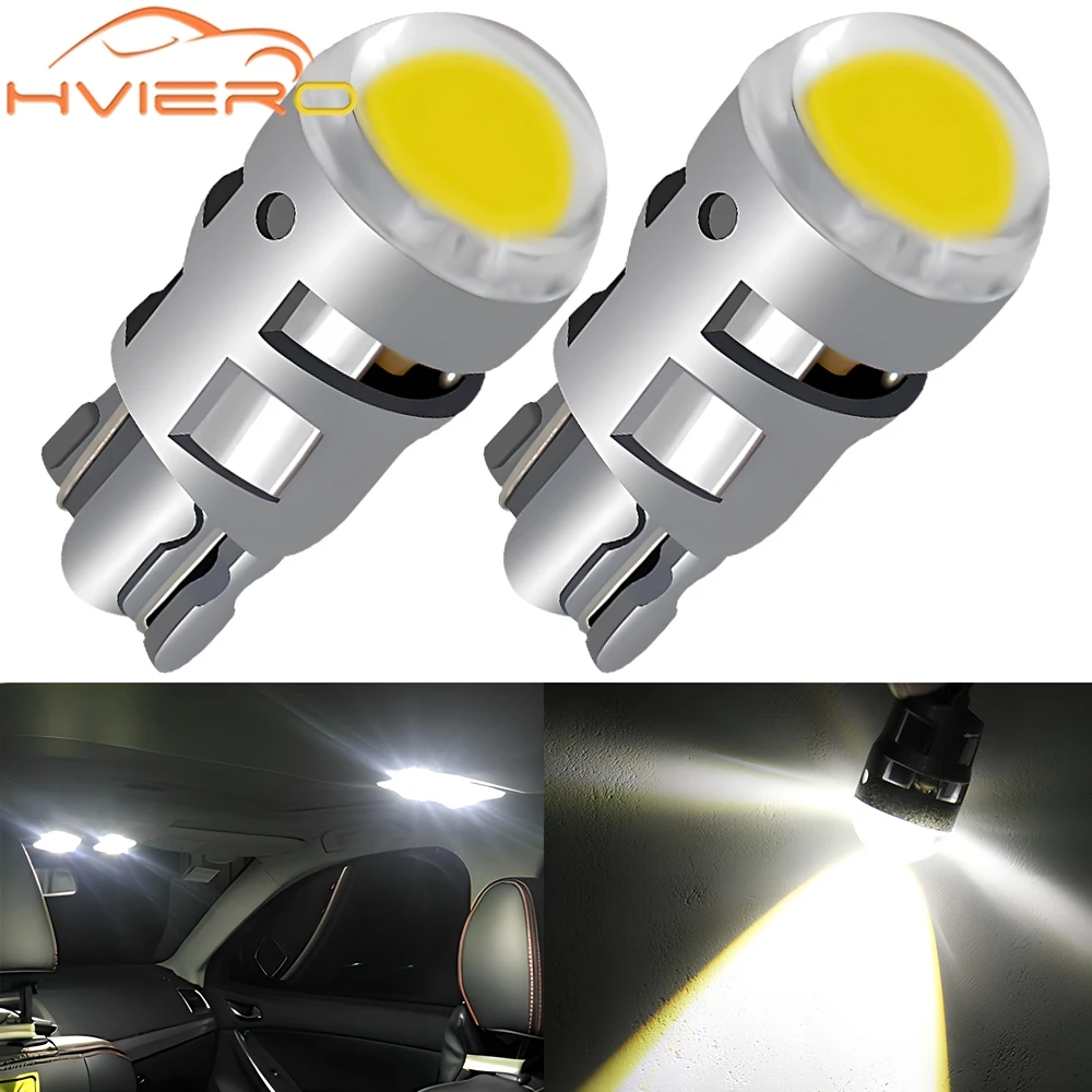 

2Pcs T10 COB Led DC 12V Signal Lamp Car Bulb W5W 194 168 Reading Interior Lamps Clearance Backup Reverse Fog Lights ultra bright