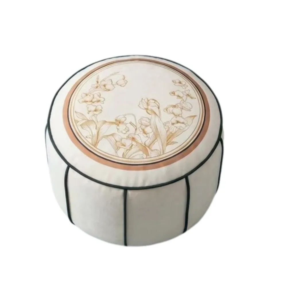 Removable Sofa Stool Cover Round Unstuffed Clothes Storage Bag Large Capacity New Chinese Style Seat Cushion Cover Tatami