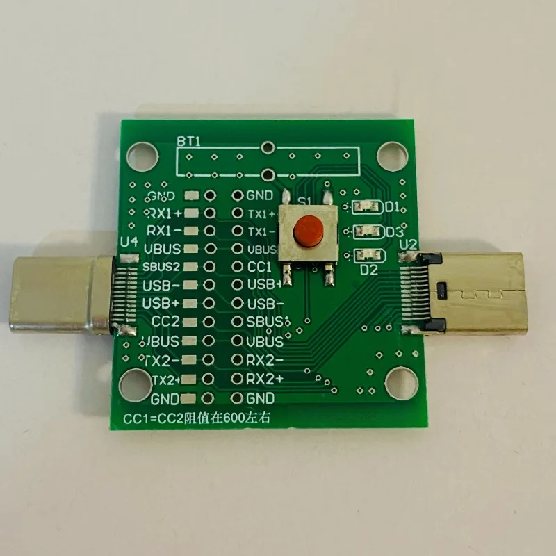 TYPE-C Male To Female Test Board USB3.1 Female Seat To Male Head with Lamp Detection Card, Lamp Resistance Card