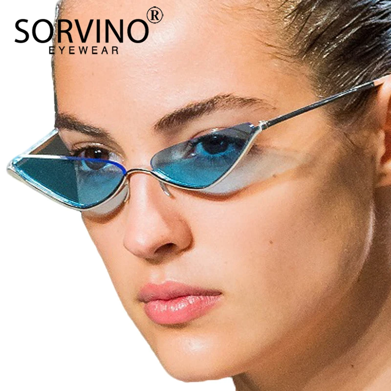 SORVINO Designer Half Frame Triangle Cat Eye Sunglasses 2020 Women Brand 90s Vintage Small Cateye Sun Glasses Tiny Shades SP228