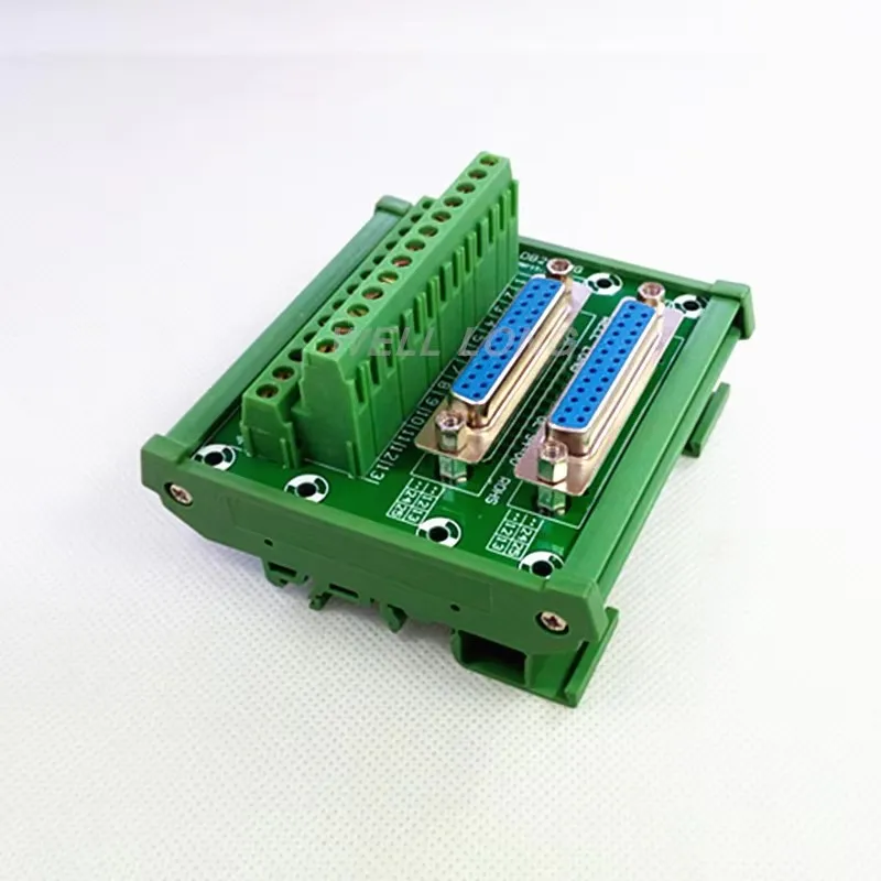 DB25 DIN Rail Mount Interface Module Double Female Header Breakout Board Terminal Block Connector for Electronics