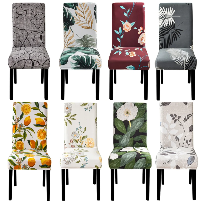 Чехол на стул с принтом, эластичный чехол на кухонное сиденье, эластичный чехол на стулья из спандекса для столовой, свадьбы, отеля, банкета, моющийся, 1 шт.