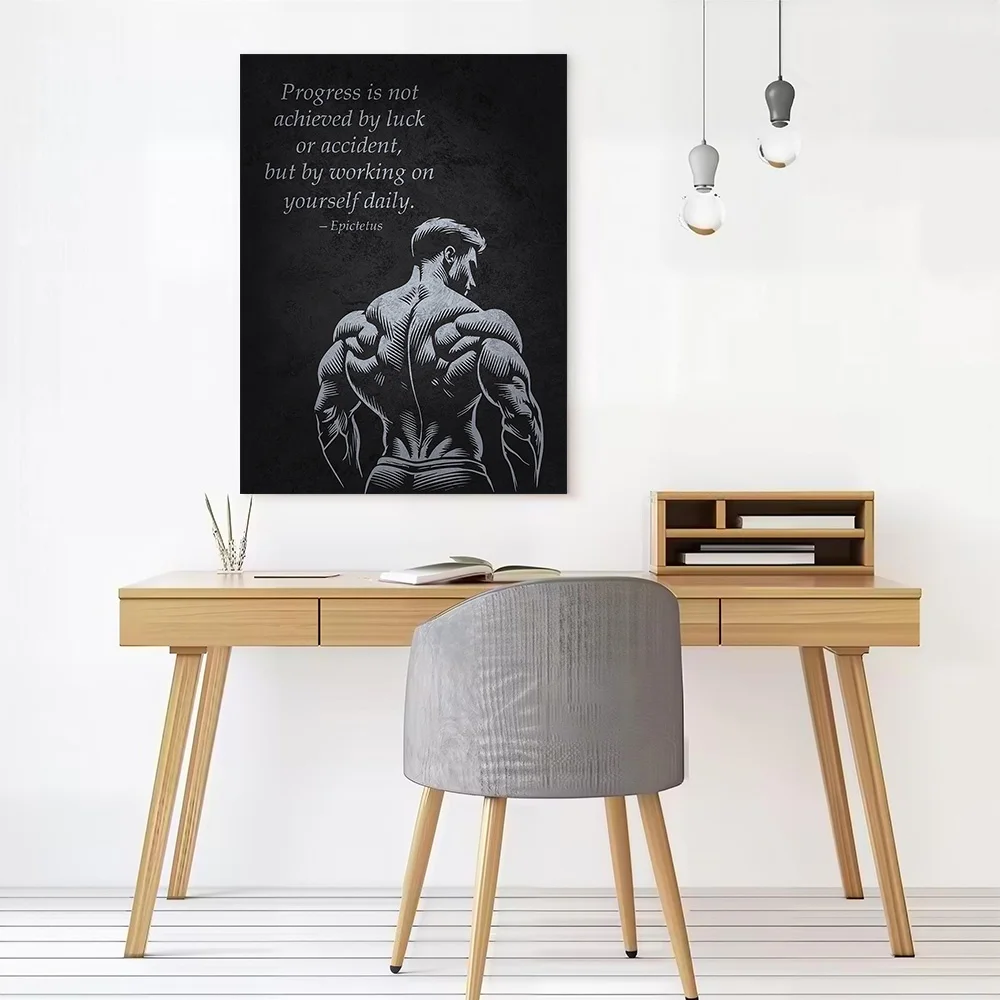 Progress - Gym Workout Fitness Motivation Poster Canvas Wall Art Personalized Print Modern Painting Perfect Gift for Decor Room