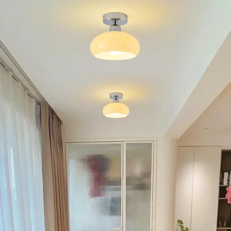 Nordic Ceiling Glass Lamp Balcony Home Checkroom Light Simple Corridor Entrance Hallway Decoration Indoor Lighting Chandeliers