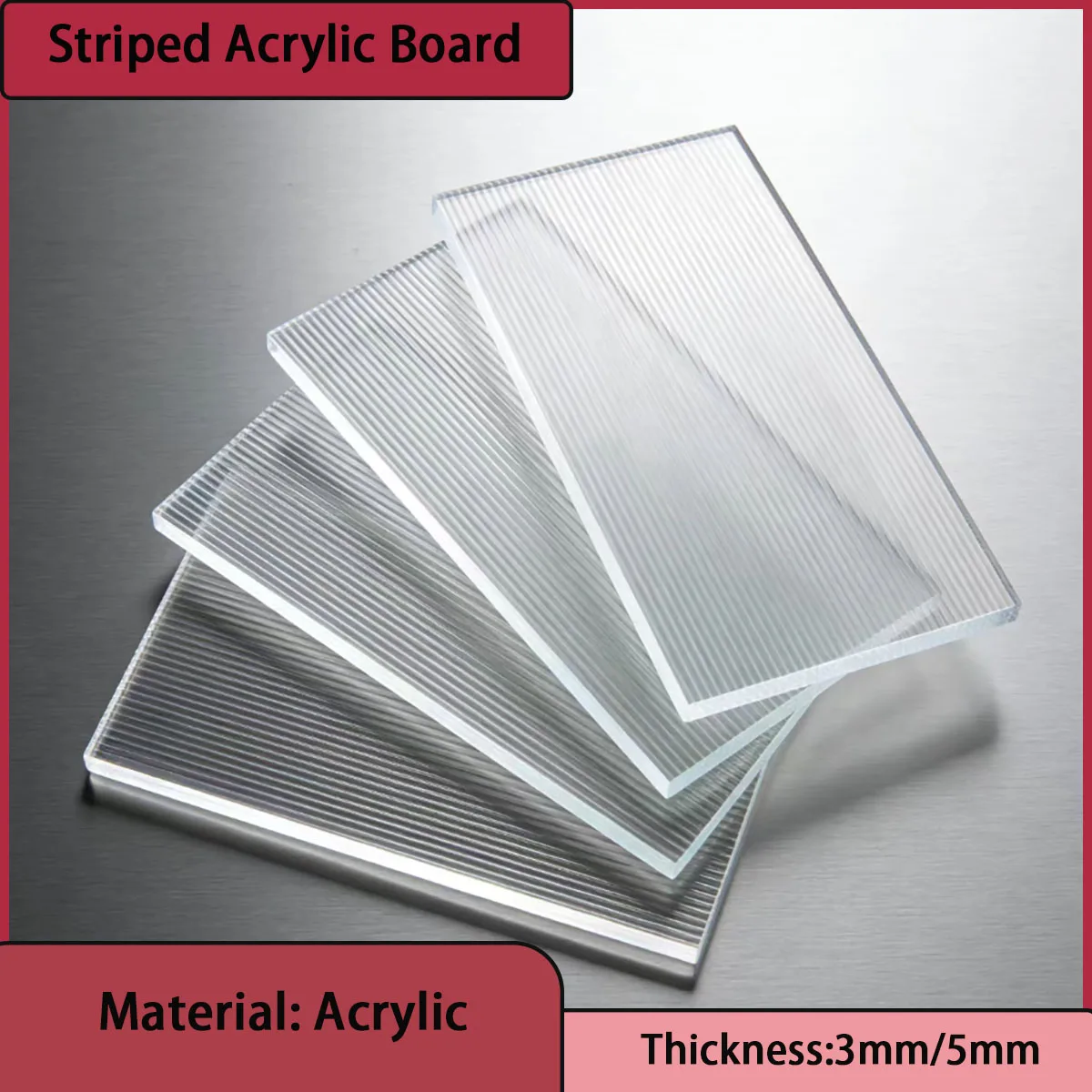 Striped acrylic board with a thickness of 3-5mm is used for decoration, lighting fixtures, furniture, signage, etc
