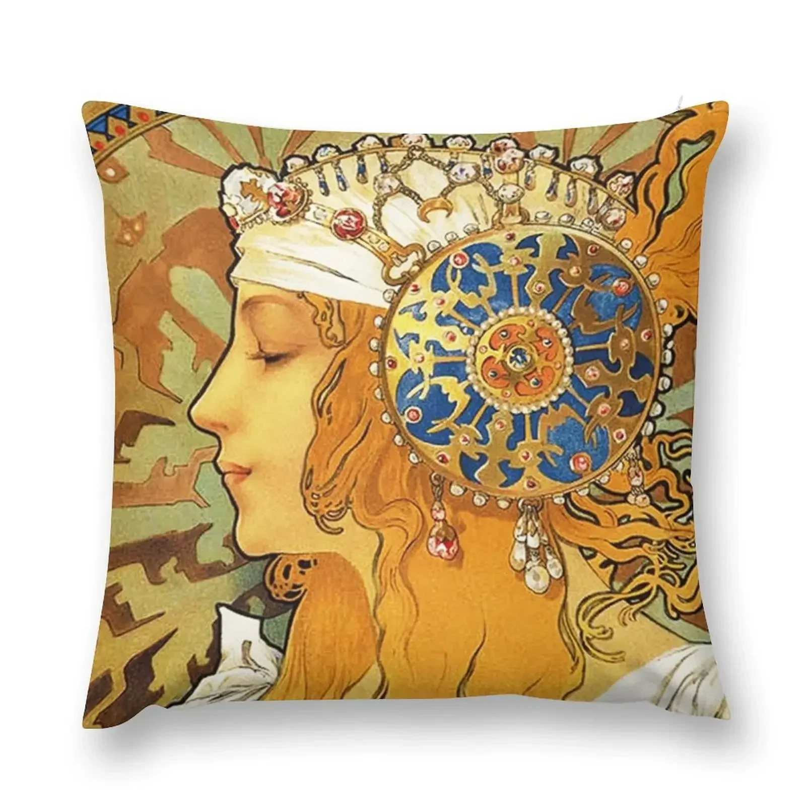 

HD Byzantine Heads: Blonde (1897) Mucha T shirts/Pillows/and more Throw Pillow Throw Pillow Luxury Pillow Case