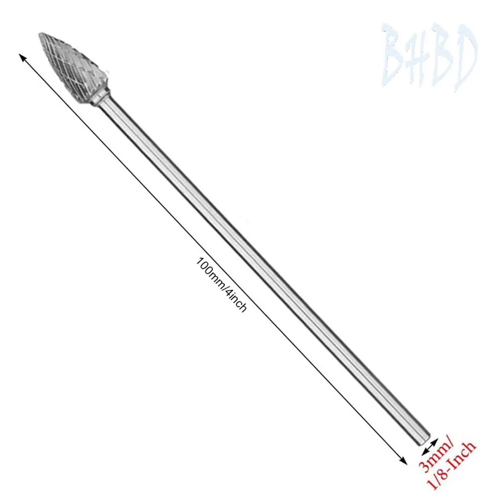 

BHBD-20Pc 4 Inch Long Double Cut Tungsten Solid Carbide Rotary Burrs Set 1/8 Inch(3Mm) Shank Twist Drill Bit For Rotary Tools