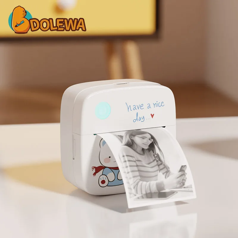 LAILAI BEAR Mini Printer 1200mAh Portable Printer 57mm Thermal Stickers Printer For Text Photo Printing 17 Language App