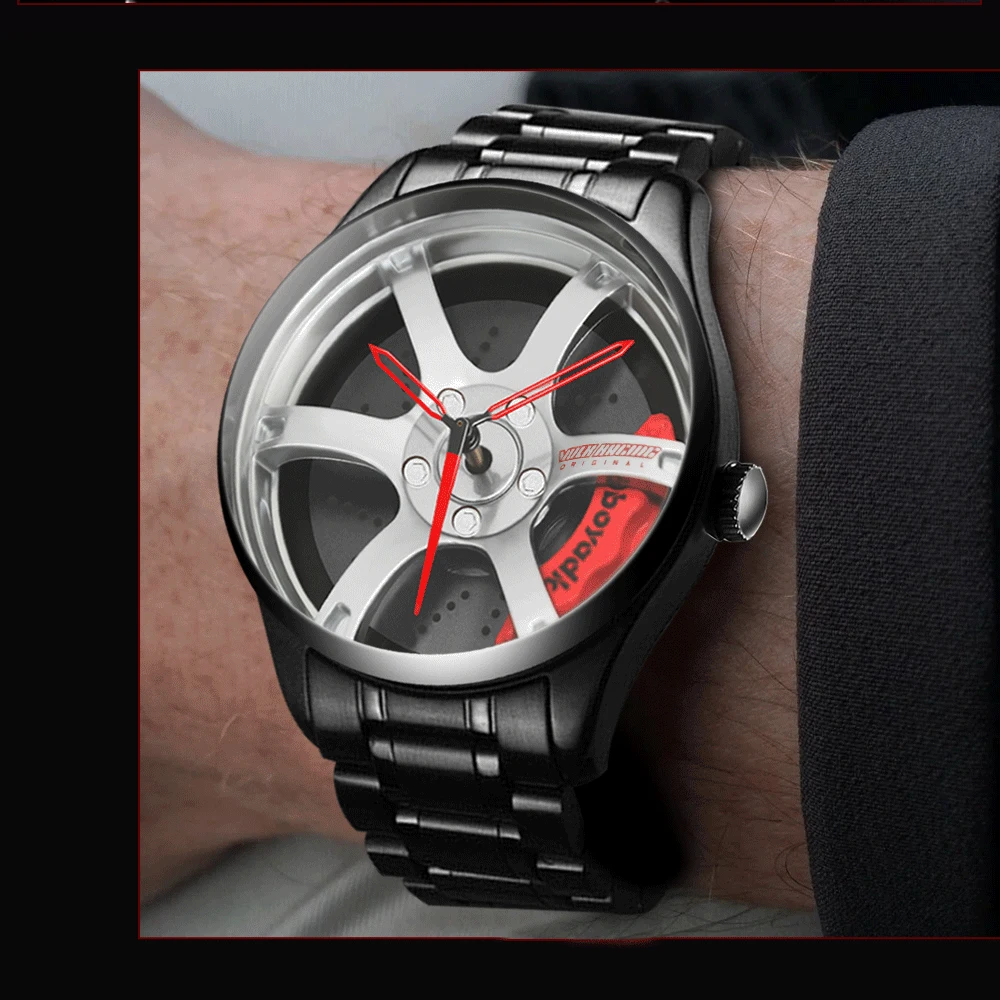 Car Racing Watches Men\'s Wheel Rim Hub Watch Men Wristwatch Clock Sport Car Design Creative Men Wrist Watch Relogio Masculino