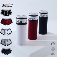 4PCS Men's Plain Color Boxer Briefs Underwear Cotton Cozy Breathable Boxers Pack Boxershorts Male Homewear Hombre Men Shorts