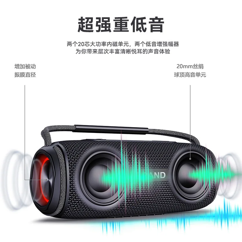 

2025 hot sale Cross-border new portable bluetooth speaker outdoor waterproof high-power subwoofer professional bluetooth speaker