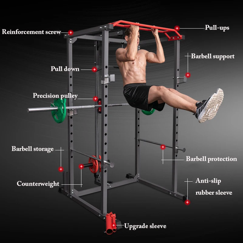 

Unisex Thickened Steel Pipe Multi-Functional Smith Machine Core Strength Training Comprehensive Fitness Gantry