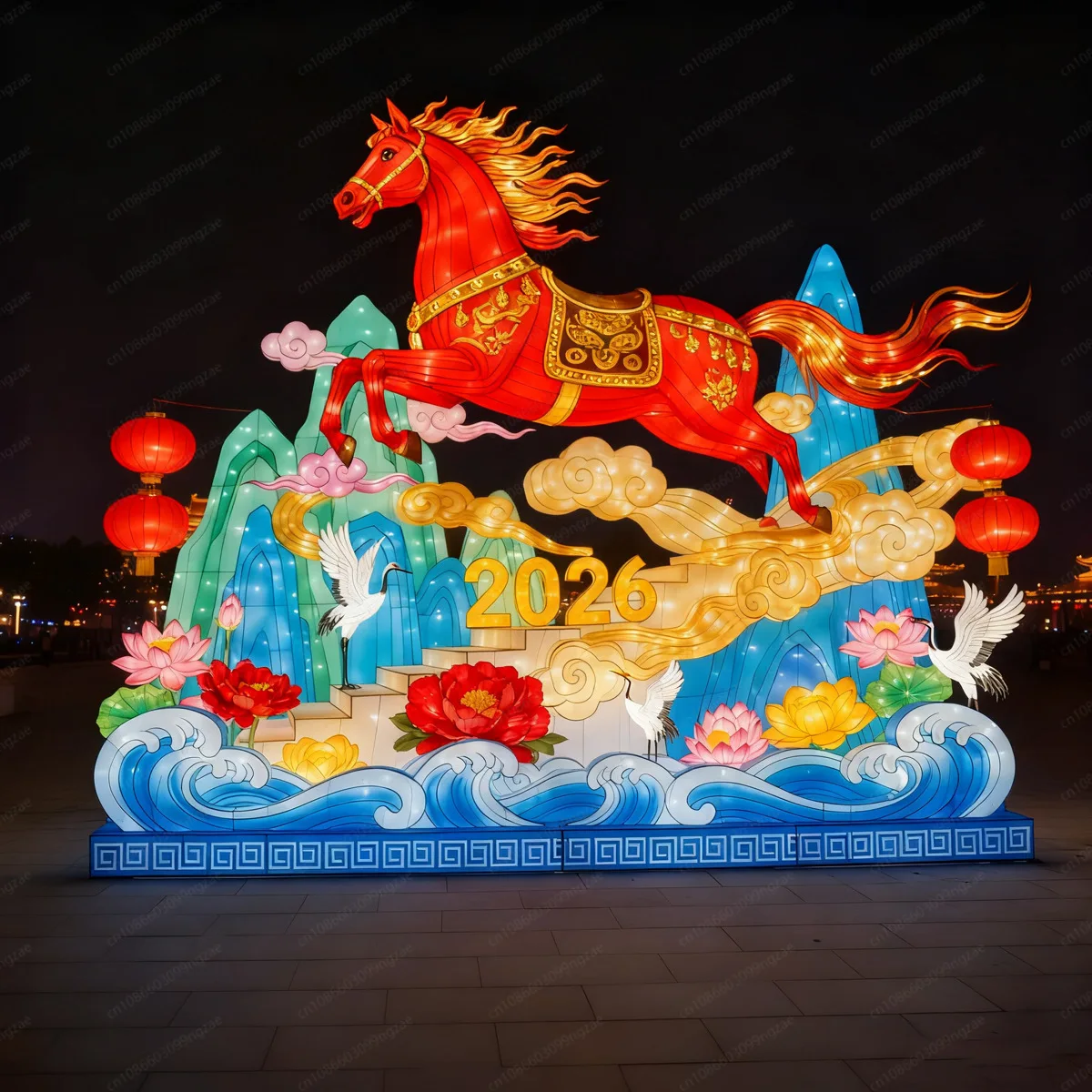 Chinese Style 2026 Horse Themed Large-Scale Lanterns - Zigong-Style Joyful Festive for Neon City