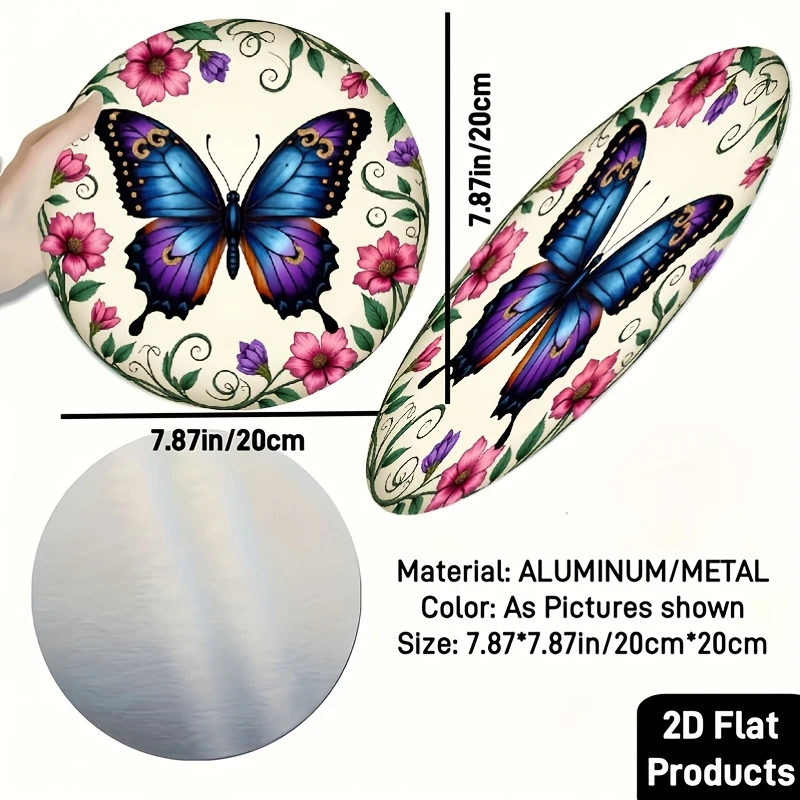 2D Flat, 1pc Multicolor Butterfly Stepping Stone - Vintage Floral Aluminum Garden Decor Suitable for Outdoor/, Lawn Tombstone &