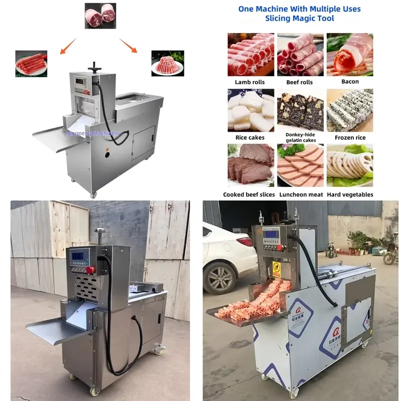 

[2026] New Industrial Butcher Equipment 4 Rolls Floor Base Meat Food Slicer Thick Cut Machine for Sausage Bacon Lamb Beef