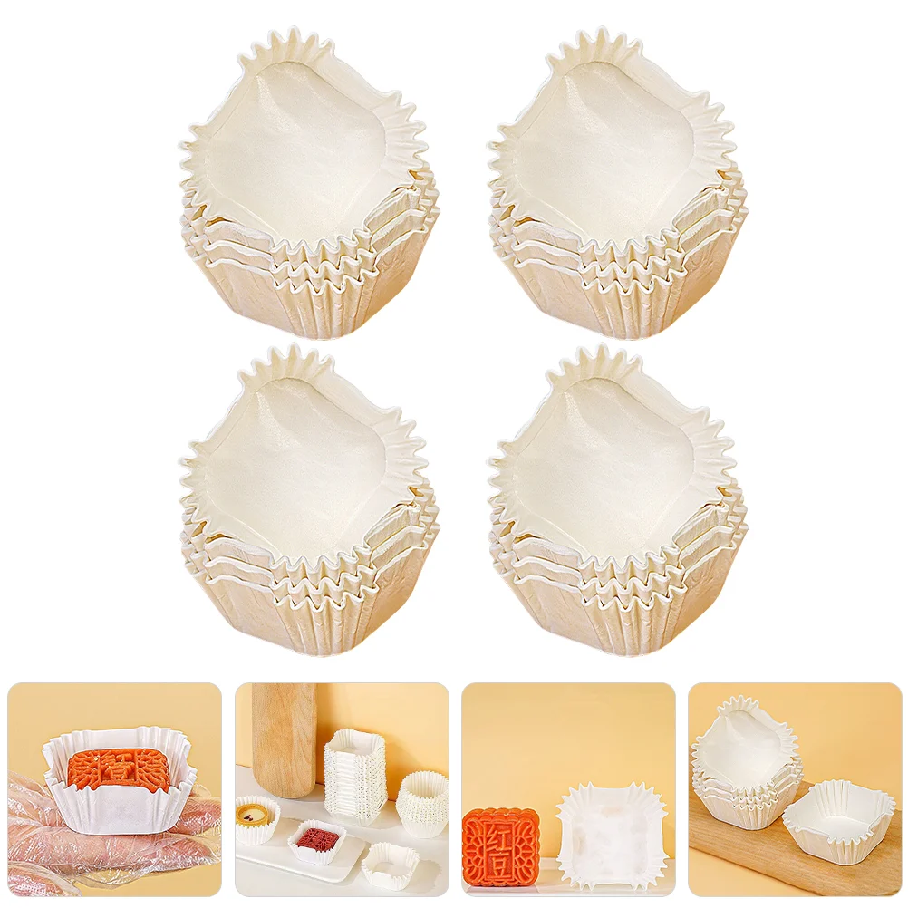 Square Cake Baking Paper Tray 1000pcs (white) Muffin Cups Holiday Cupcake Wrappers Wedding Stands