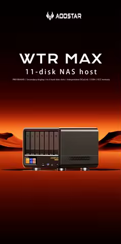 11 Bay WTR NAS Mini PC AMD R7 8845HS DDR5 5600MHz Supports2.5/3.5" SATA*4 M.2 2280 NVMe Desk NAS 2.5G LAN Gamer Office Computer