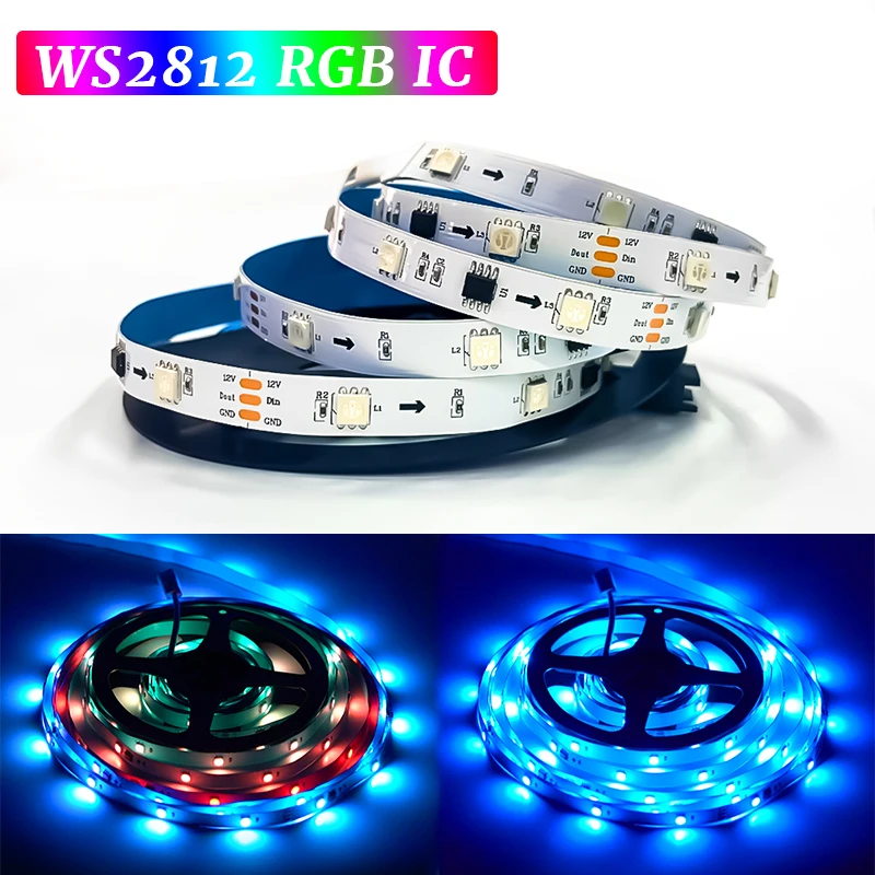 WS2812B RGB แถบไฟ LED S แยกพิกเซล SMD5050เทปแสง IP30DC12V แถบไฟ LED ห้อง