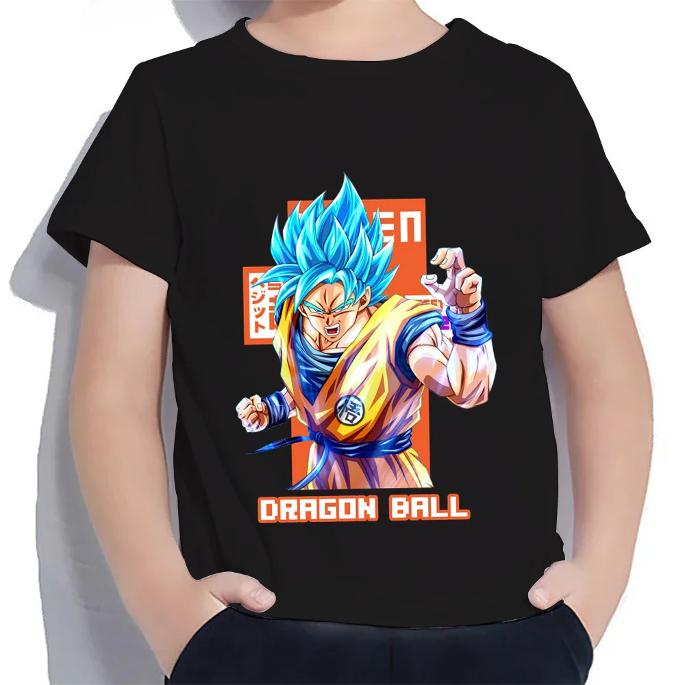 T-shirt anak-anak untuk anak laki-laki Dragon Ball Goku Vegeta ukuran 100-160 Anime obral besar tren jalan tinggi 2024 pakaian anak-anak Fashion