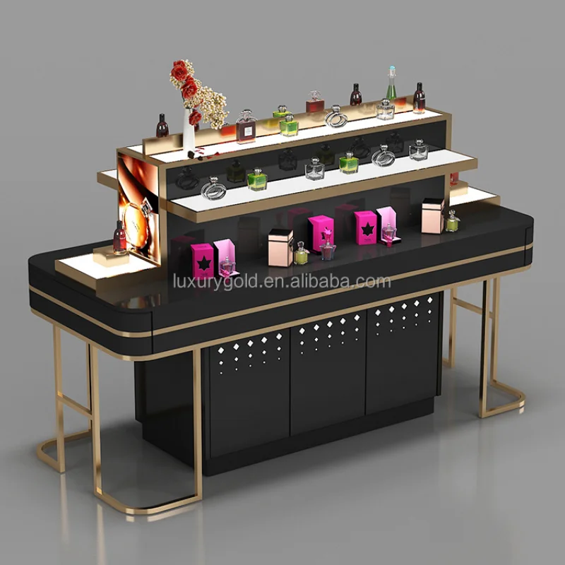 Custom. Customize Size Cosmetics Display Booth Stand Metal Make Up Display Stand Shop Counter Display Perfume