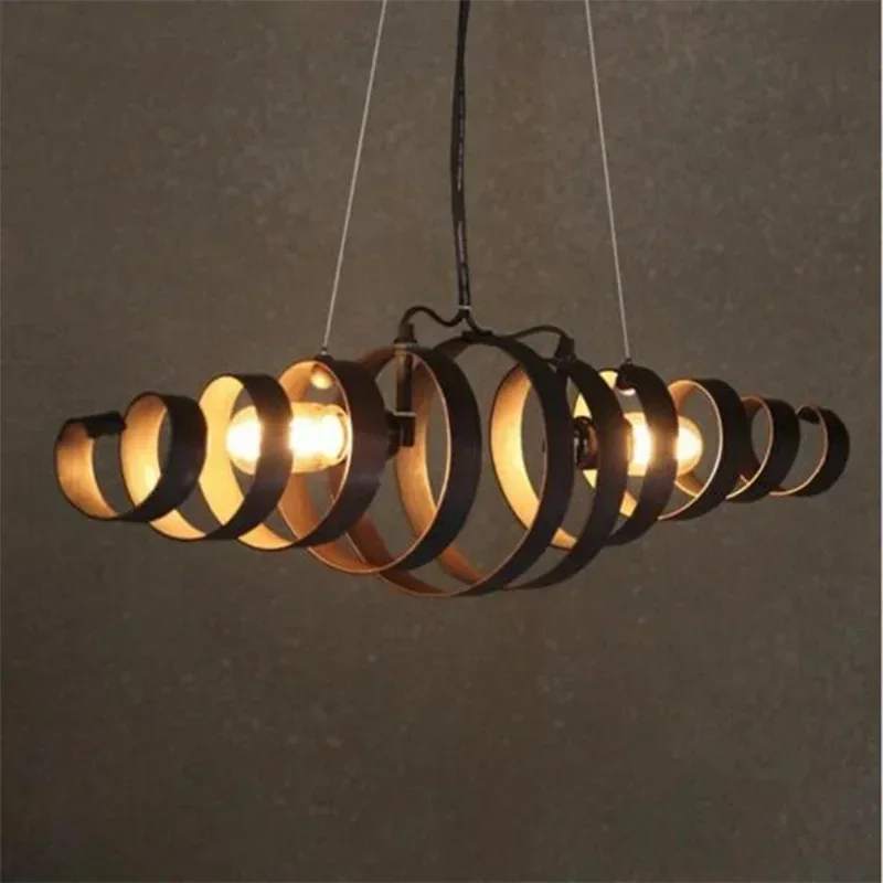 

Retro Vintage Wine Barrel Ring Pendant Lights Industrial Lustres Pendant Lamp E26 E27 Restaurant Suspension Luminaire