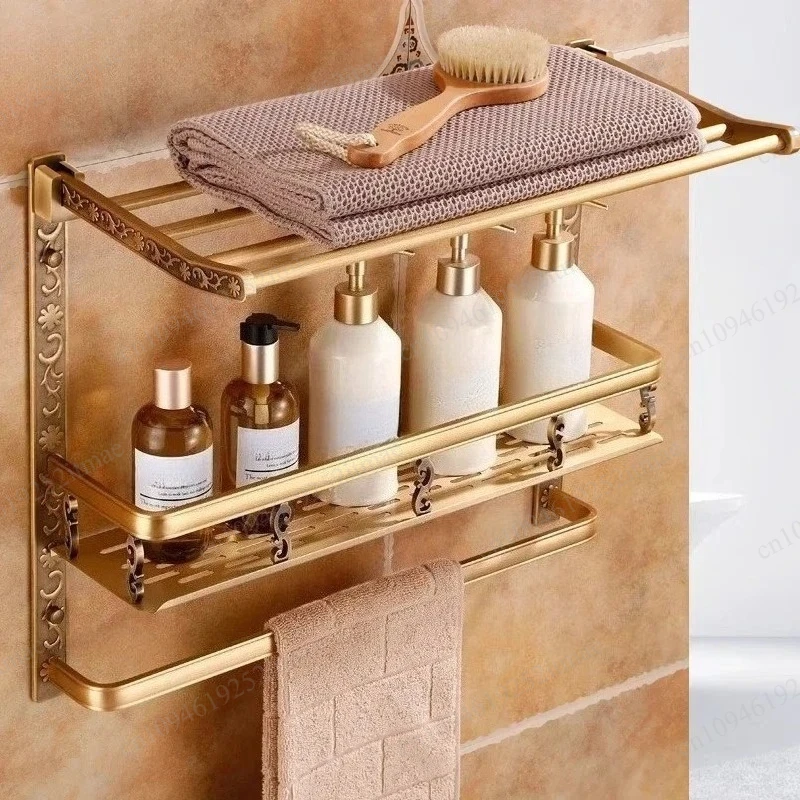 50cm Vintage Aluminum Corner Rack Bathroom Storage Holder Shower Wall Mount Organizer Home Hardware