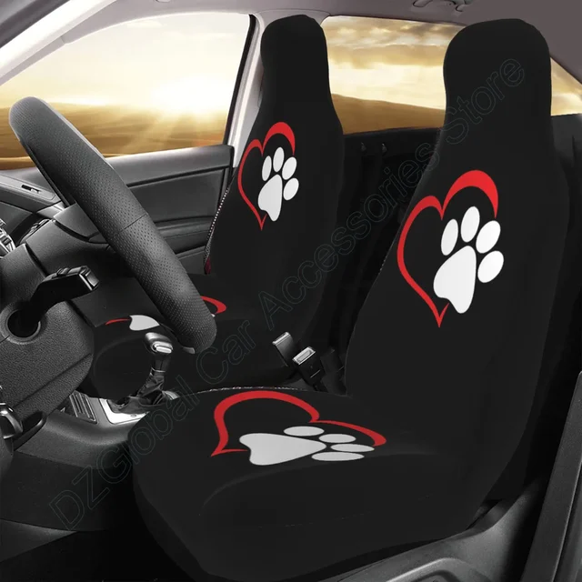2 Pack Dog Paw pokrowiec na samochód czerwony Love Heart Puppy Paw pokrowce na fotele samochodowe wysokim oparciem fotel lotniczy poduszka uniwersalna