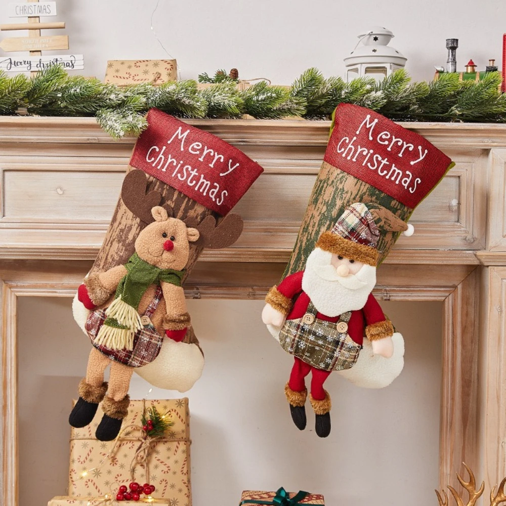 

1 Pc Christmas Socks Bags Xmas Party Decorative Socks Christmas Eve Tree Pendants Candy Bags Festive Stockings & Gift Holders