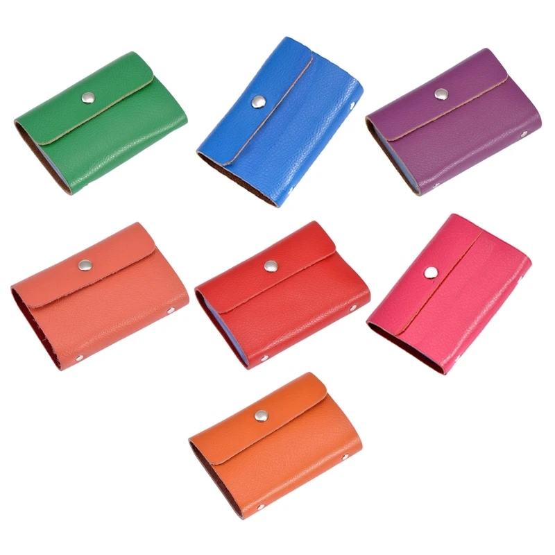 

Adult Teens Bank Credit Card Holder Business Purse Women Men Solid Color PU Leather Multi-slot Pocket Bifold Wallet with Buckle