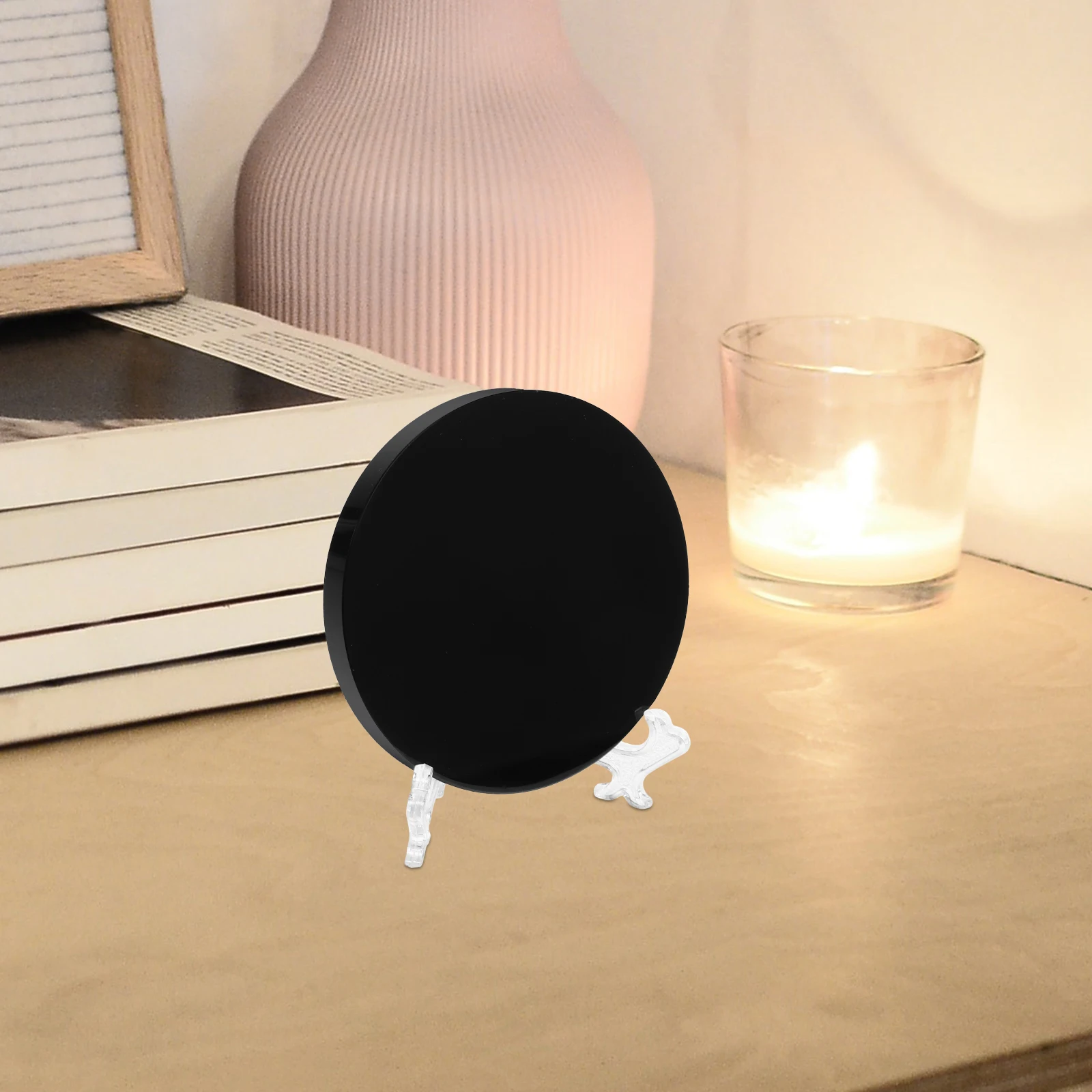 

Obsidian Divining Mirror Scrying Circular Plate Black Obsedian Large Round Natural