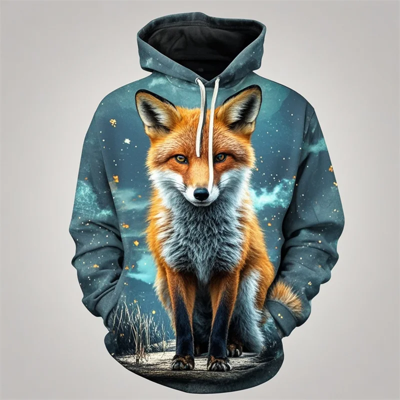 Autumn Fox Animal Graphic 3D Print Hoodies Women Men Fashion Long Sleeve Hooded Sweatshirts Streetwear Pullovers Female Clothing