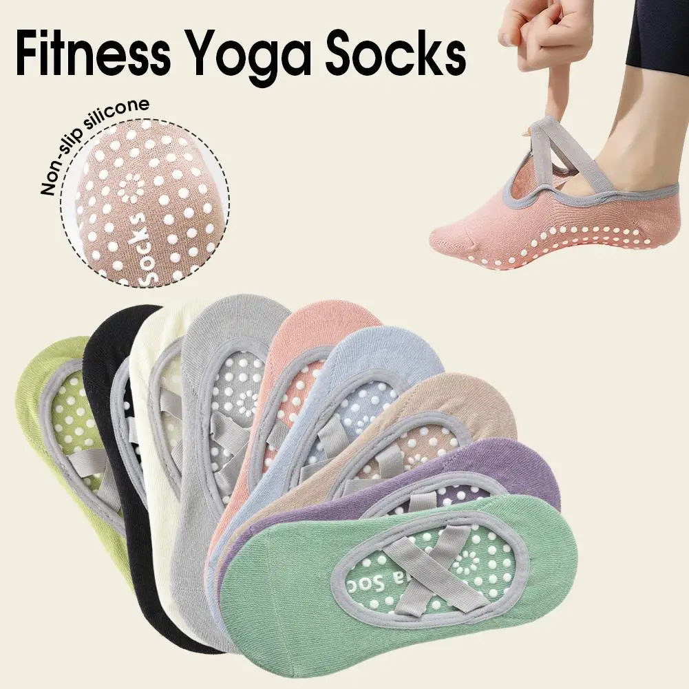 

1 пара женских носков для йоги, силиконовые противоскользящие балетные носки для пилатеса, женские дышащие бандажные носки с открытой спиной для танцев, спортивные носки