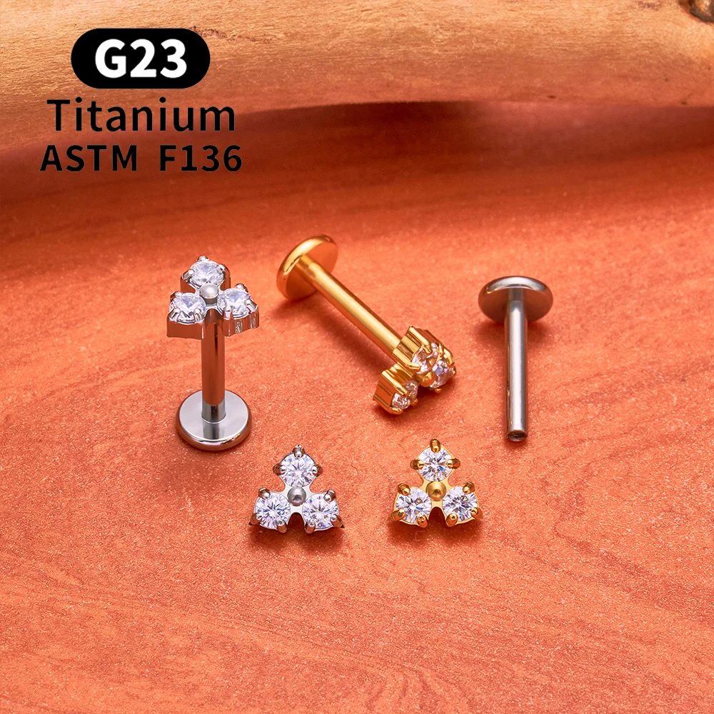 ASTM F136 Titan Tiny Trinity CZ Blumen-Labret-Stud 16G Knorpel-Ohrring Nasen-, Lippen-, Tragus-, Conch-, Helix-, Ohrläppchen-Piercing-Schmuck – Detail 8