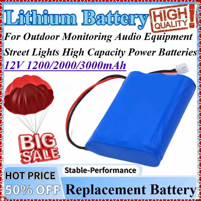 

12V 18650 Rechargeable Lithium Battery Pack High Capacity For Outdoor Monitoring Audio Equipment Street Lights Power Batteries